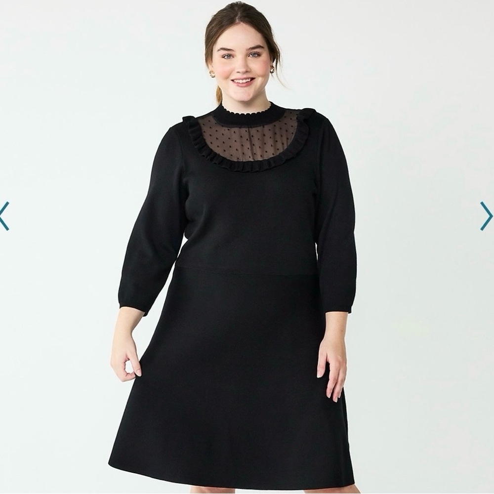 🆕 Draper James RSVP black elbow sleeve sweater dress size 1X = 16W/18W = 16/18